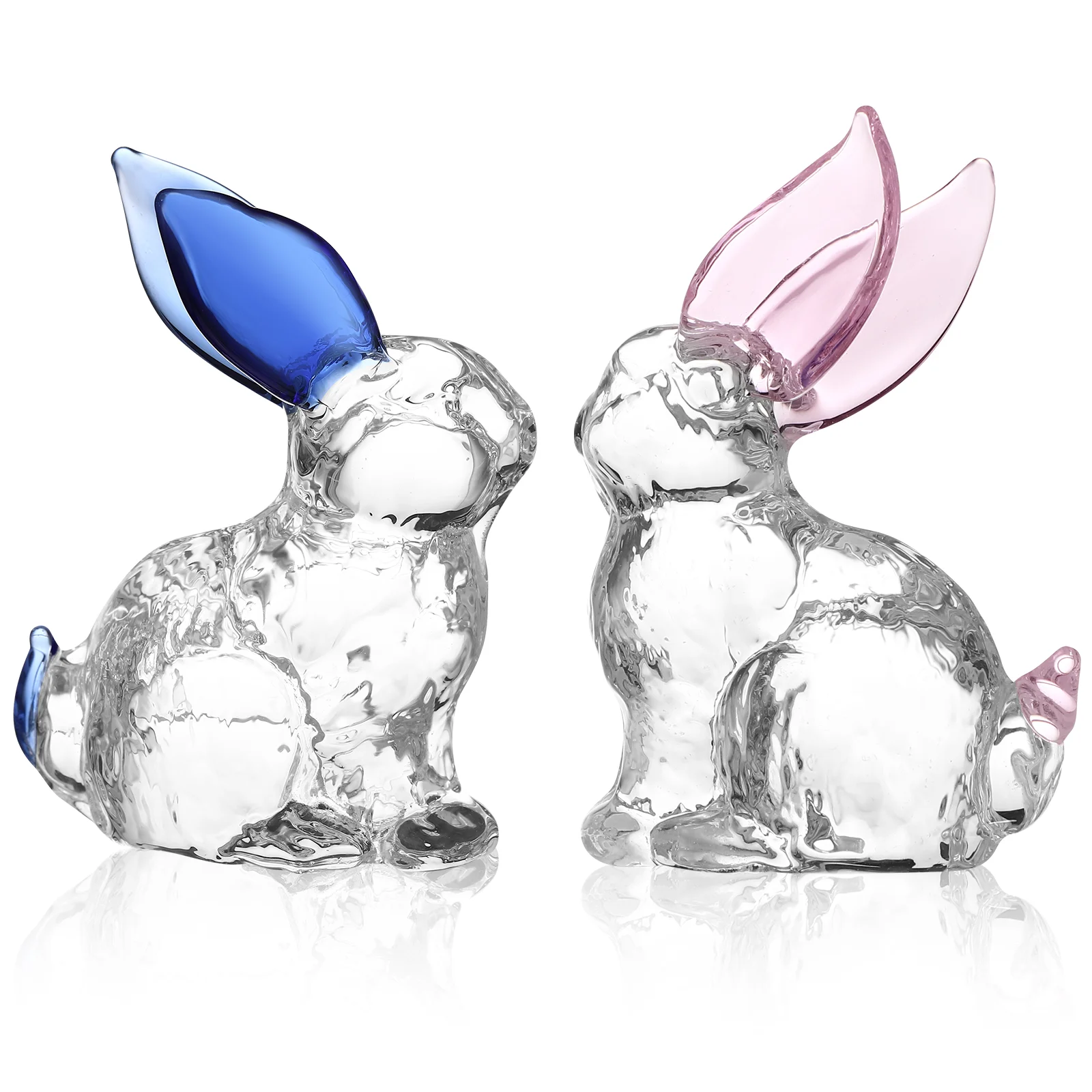 

2 Pcs Child Dining Table Decor Crystal Animal Sculpture Glass Home Supplies