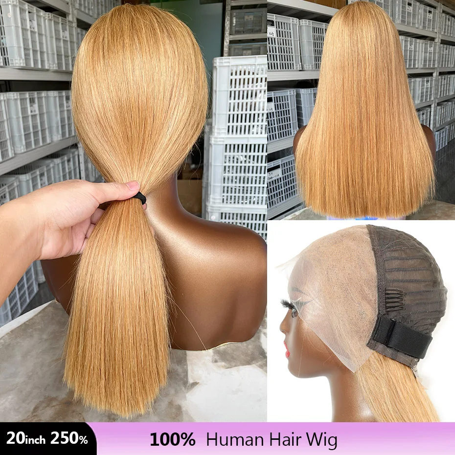 13x4 허니 블론드 가발 인모 27개의 밥 가발 100% 인모 5x5 글루리스 가발 바로 착용 가능한 투명 레이스 가발 레미헤어