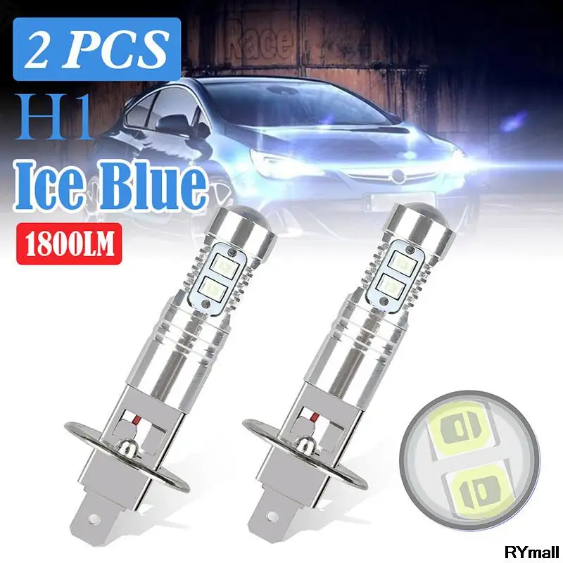 1 Pair H1 LED Auto Headlight Bulbs 1800LM 8000K Ice Blue Super Bright Car Headlights Vehicle Lamp Lights Accessories |