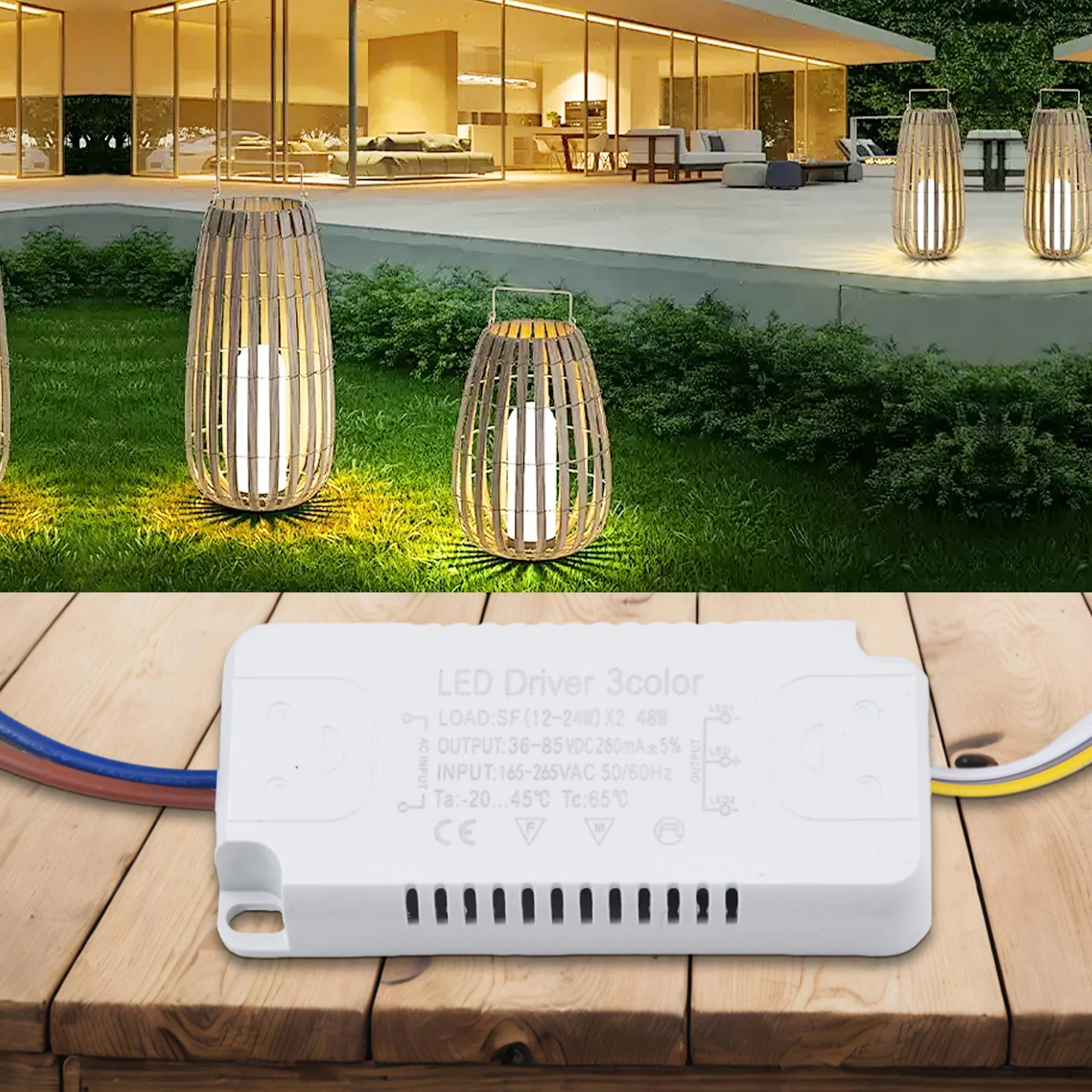 LED-Treiber, 3-Farben-Adapter, 8–24 W, 20–40 W, 30–50 W, 40–60 W, 50–70 W, für LED-Beleuchtung, nicht isolierender Transformator-Treiber-Ersatz – Detail 6