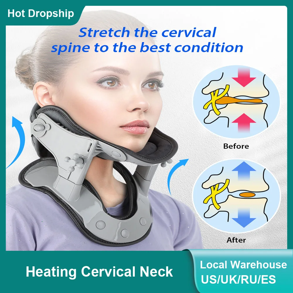 Heating Neck Cervical Traction Hot Compress Adjustable Collar Spine
