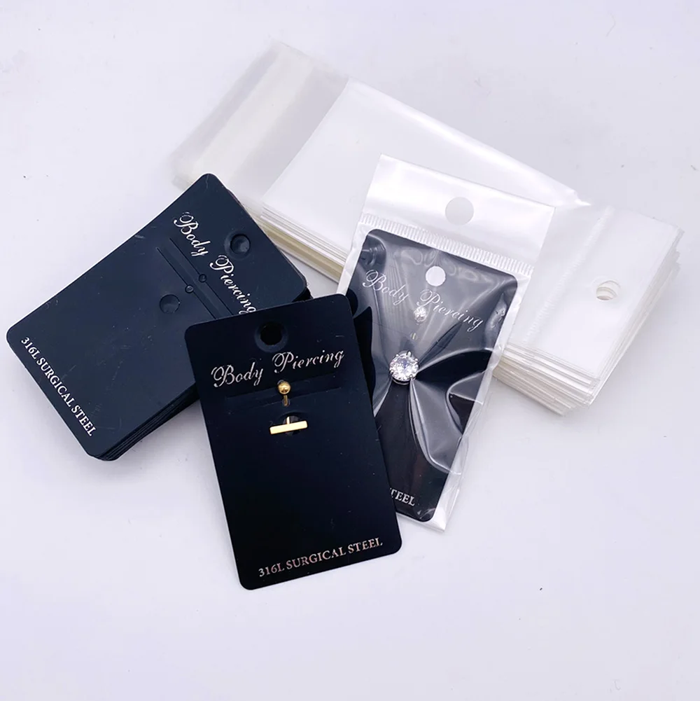 100Pcs/ Lot Belly Button Rings Display Card Kraft Paper Tag Navel Ring Paper Hang Price Tags For DIY Jewelry Display Card