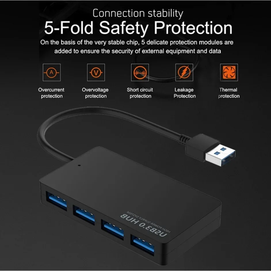 USB Hub 4 Port USB/Type C Hub Extender 2.0 3.0 Fast Speed Splitter Adapter 4 In 1 Docking Station USB Cable for Computer PC