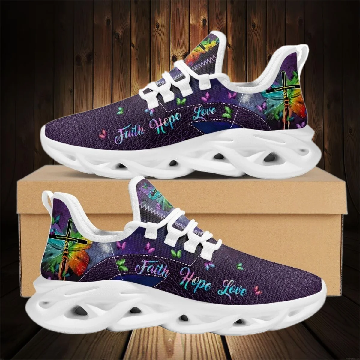 

Женские кроссовки INSTANTARTS Faith Hope Love, дизайнерские сетчатые кроссовки с перекрестным принтом, на шнуровке, Женская Повседневная прогулочная обувь