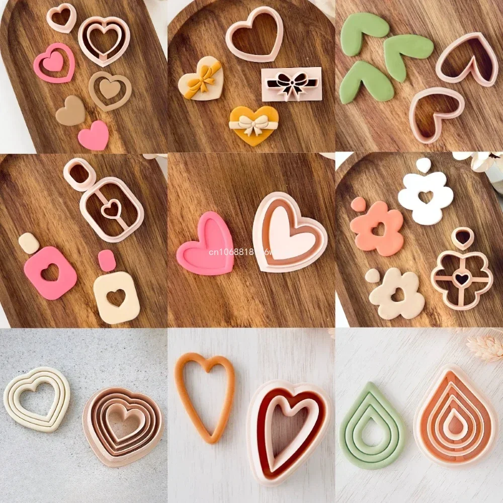 Love Heart Polymer Clay Cutters Valentine's Day Sweet Series Heart Shape Soft Pottery Clay Molds Earrings Jewelry Cutting Tools polymer clay cutter pottery clay tools