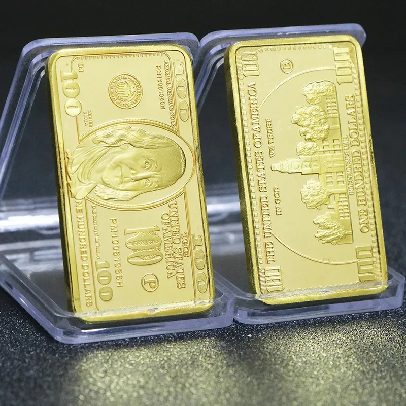 1 Stück USA 100 Dollar Bullion 24k Goldbarren Amerikanische Metallmünze Goldbarren USD Mit Geschenk – Detail 2
