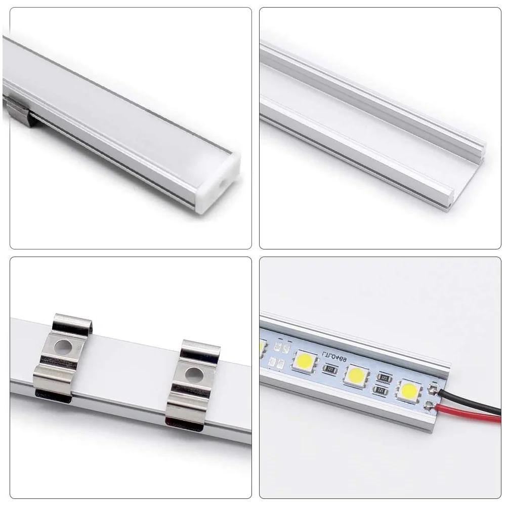 5pc Aluminium Profil LED Bar Lampe Kanal Halter Licht Streifen Tracks 1M LED Bar Licht Kanal Halter Abdeckung stecker DIY Für LED – Detail 5