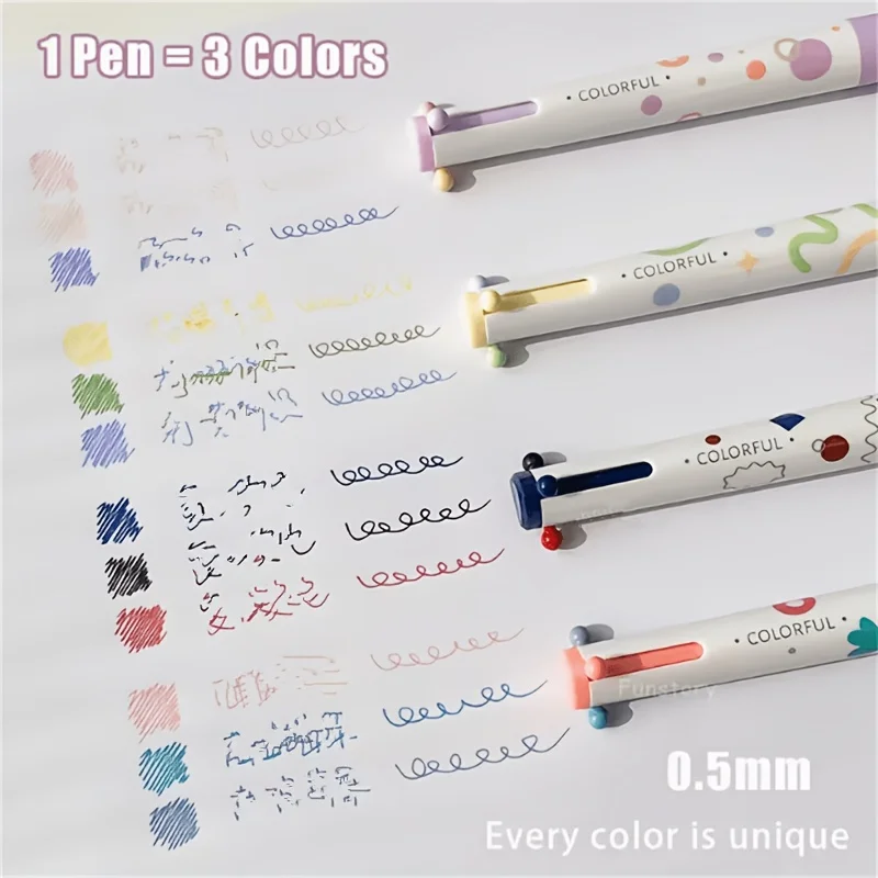 다양한 색상의 젤 펜 2팩(랜덤 색상), 0. 5mm 심플 3색 펜, 저널링용 마커 펜, 삼각형 배럴 드로잉 펜, 3색 일체형 다기능 필기용 펜, 사무용 및 학습용품, 빈티지 스타일 사무용 서명 필기 도구 |