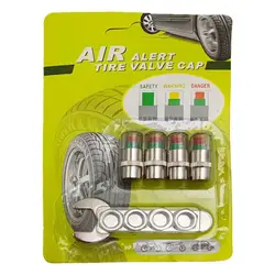 Tire Valve Cap Pressure Monitor Alert Set - 4 Piece (Copper core )