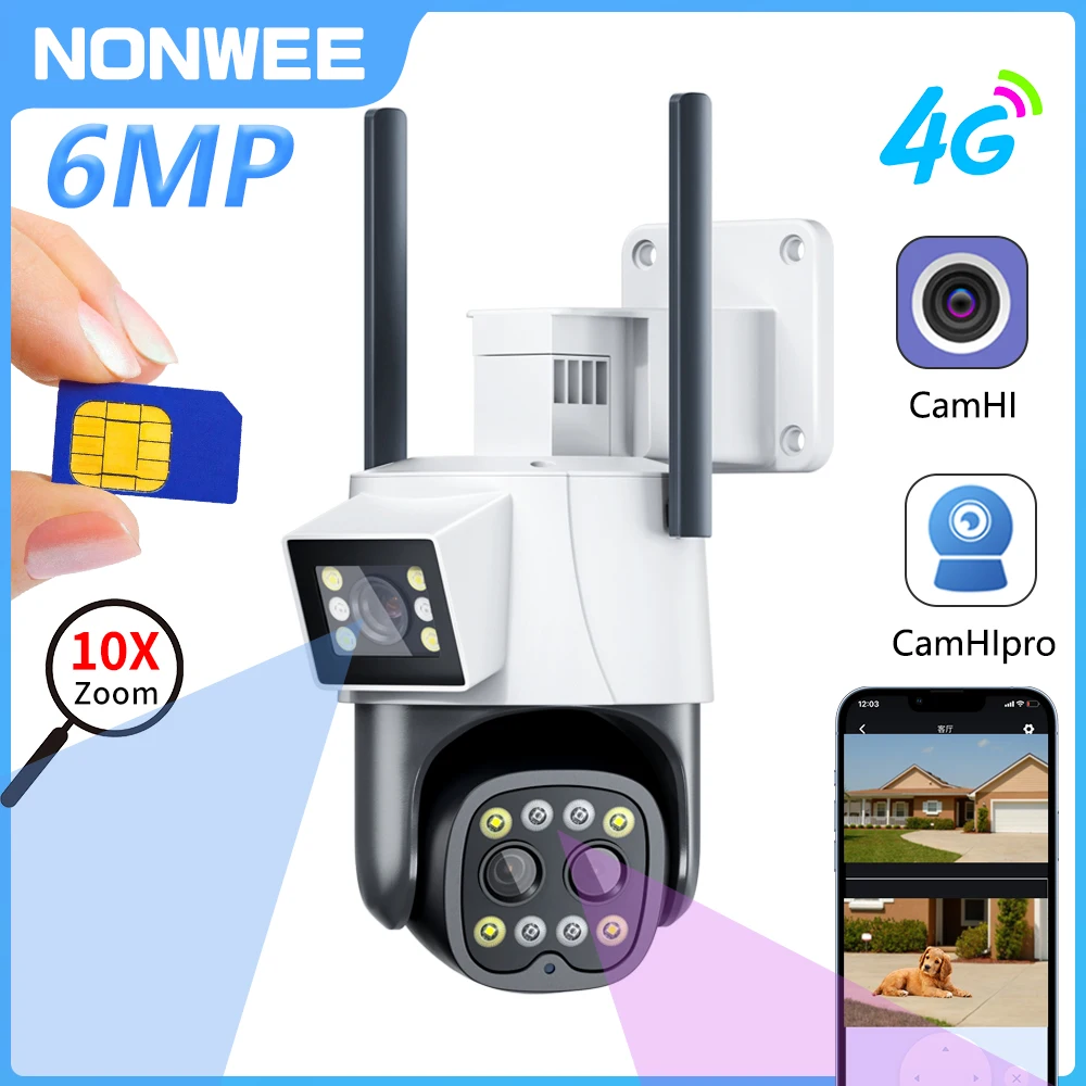 8MP 4G SIM Card  Camera IP WIFI Outdoor Night Vision Dual Screen Human Detection Security Protection CCTV Surveillance Camera