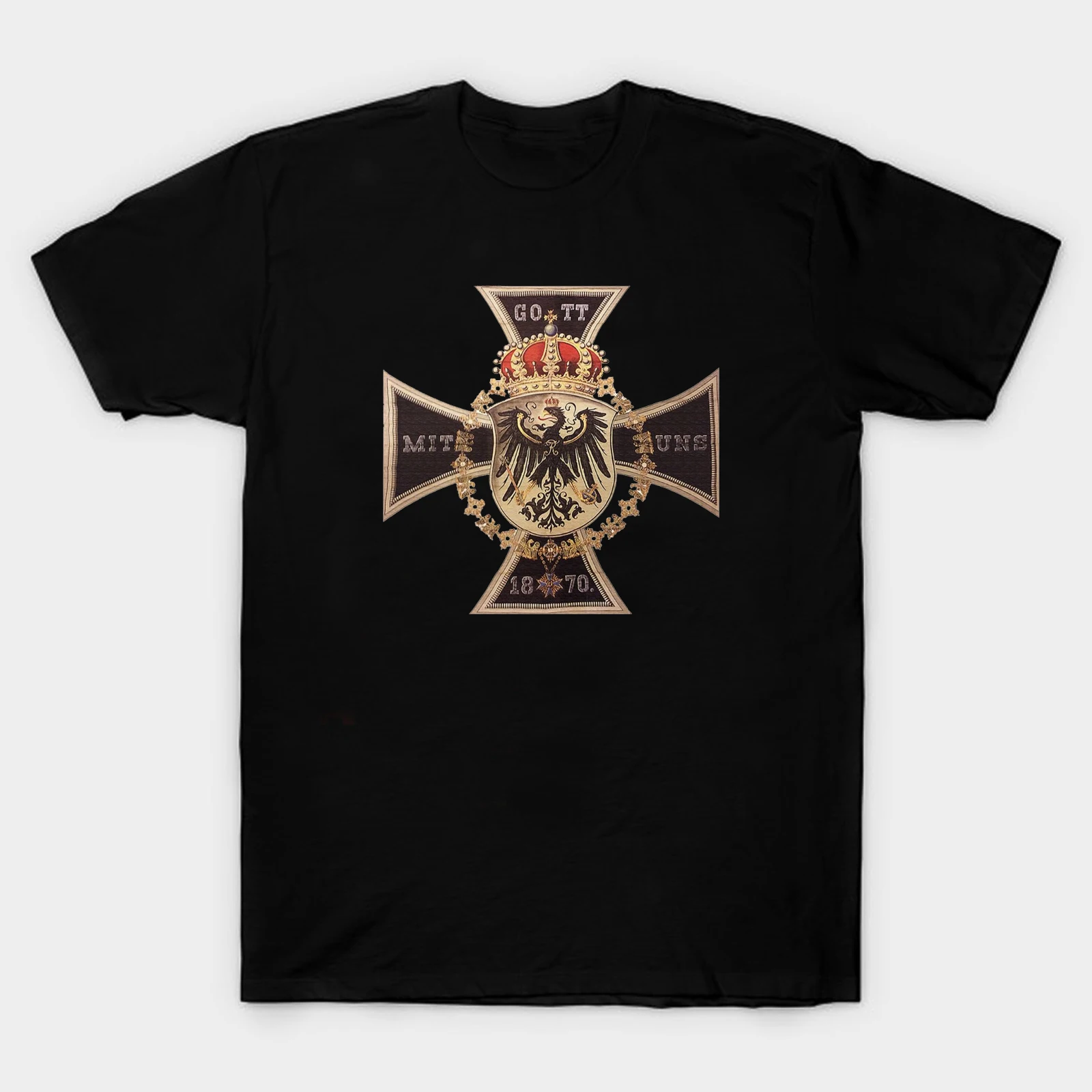 

Cool Design 1870 War Prussian King Battle Flag Iron Cross Medal Printed Mens T-Shirt. Summer Cotton Short Sleeve O-Neck T Shirt