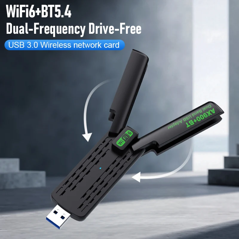 WiFi 6 AX900 블루투스 5.4 WiFi USB 어댑터 무선 네트워크 카드 2.4G 및 5GHz Wi-Fi 수신기 USB (PC/노트북 Win10/11 드라이버 포함) ,WiFi 6 AX900 Blue