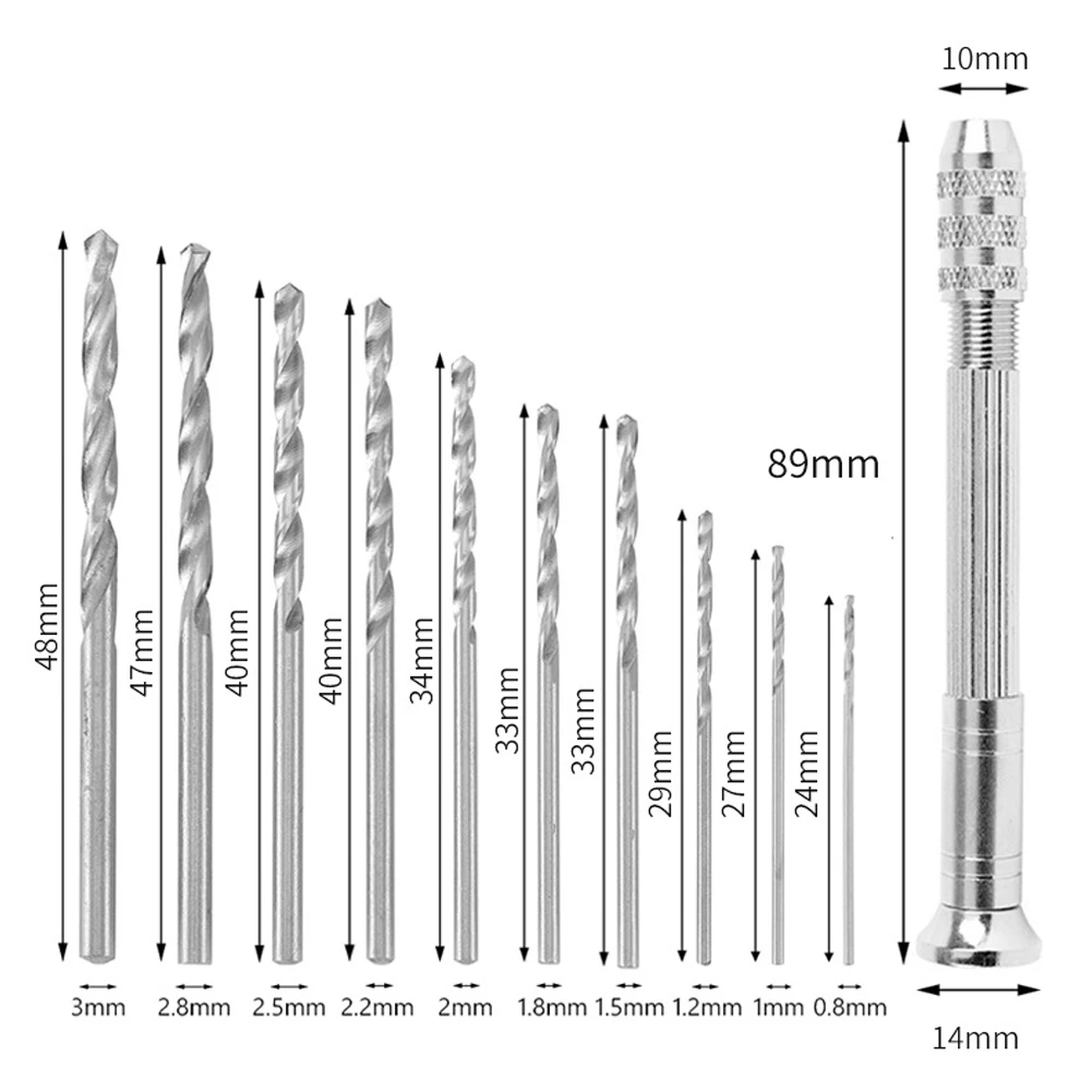 0.3-3.2mm Mini Micro Hand Drill Aluminum Alloy Woodworking Drilling Tool For Models Hobby DIY Drilling Rotary Tool