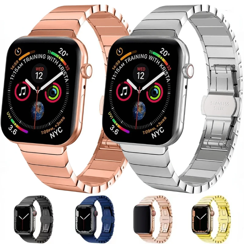 

Metal Strap For Apple Watch UItra 8 7 45mm 41mm Stainless steel butterfly bracelet band IWatch Series 6 5 4 SE 44mm 40mm 42mm