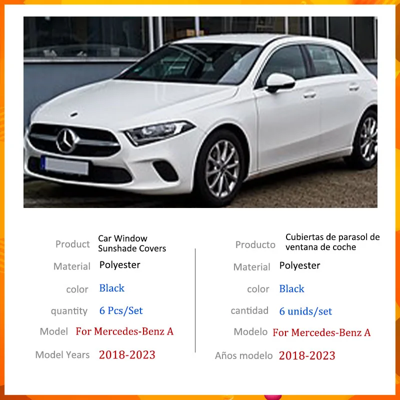 Car Sun Shade For Mercedes~Benz A W177 V177 Z177 ~ Car Full 6X Coverage Sunshade Windshield Side Window Sunshade Cooling