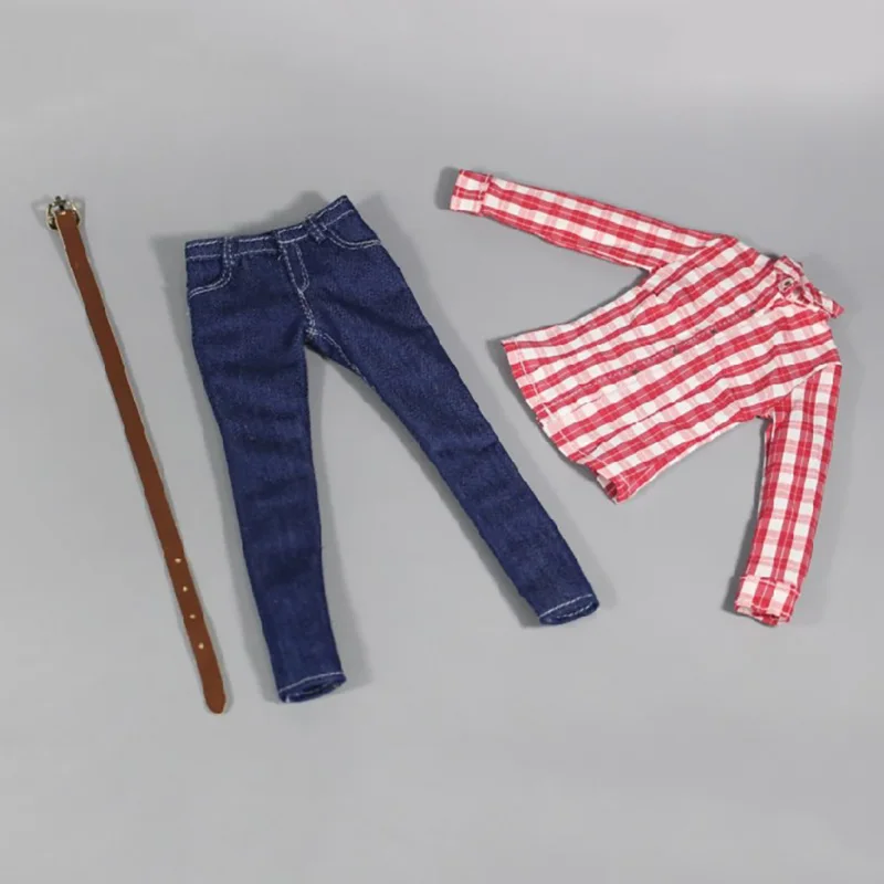 

1/6 Scale ZY5030 student wear Female Denim Slim Trousers Clothing Women Sexy Plaid Shirt Clothes For 12"Action Figures Doll Suit