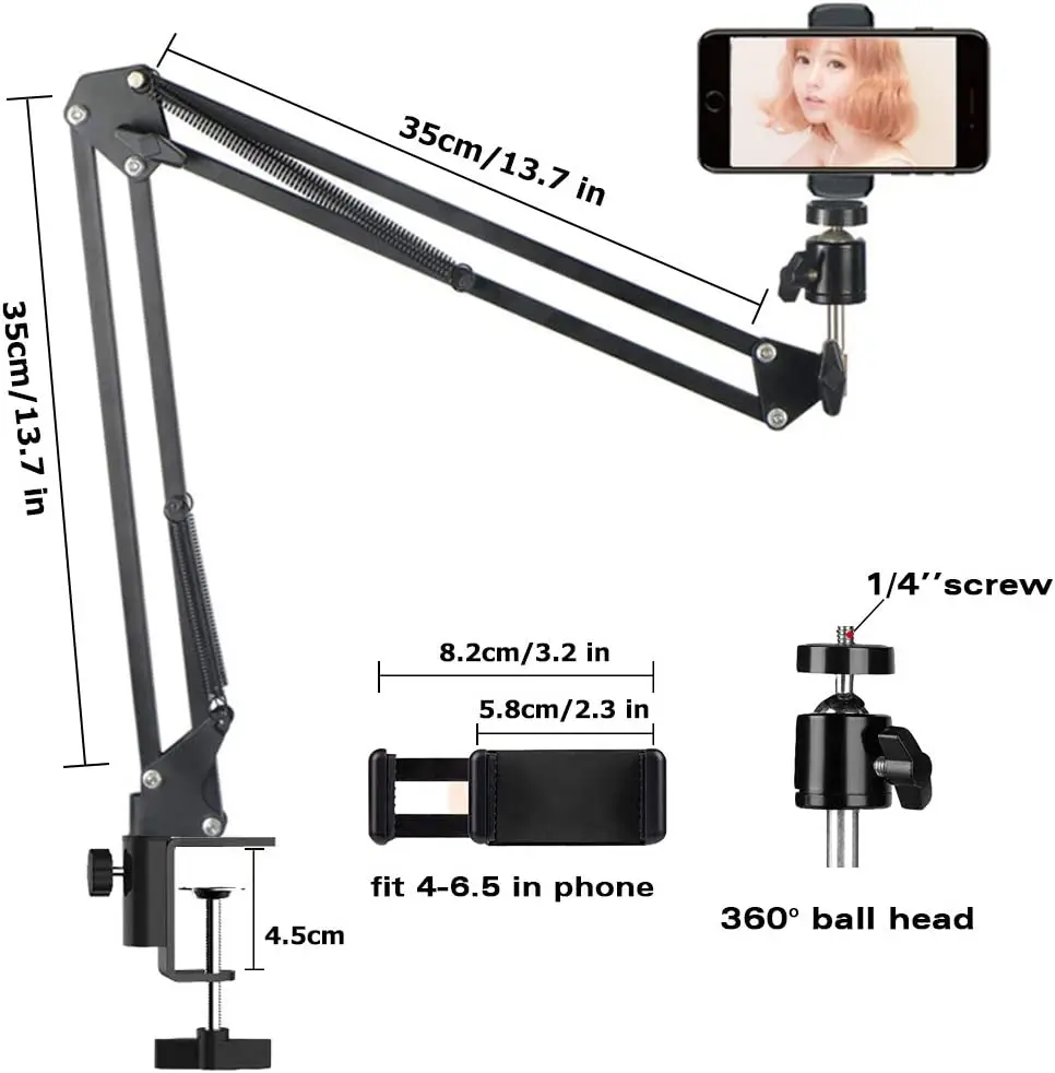 Bras articulé de montage vidéo aérien, support de téléphone portable,  support de webcam, pince de bras de bureau paresseux, suspension de bureau,  accessoire de ciseaux f - AliExpress