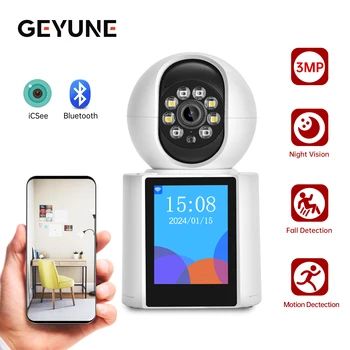 One-Key Call CCTV Camera Video Call Smart Wifi with 2.8 Inch IPS Screen 3MP Two-way Audio PTZ Surveillance Baby IP Camera Icsee 1