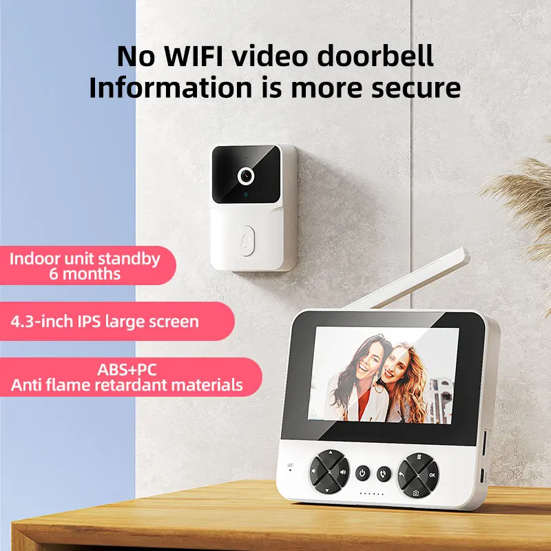 4.3" Wireless Electronic Doorbell Outdoor Monitoring Video Tape Infrared Night Vision Home Voice Intercom Door Machine wireless intercom doorbell