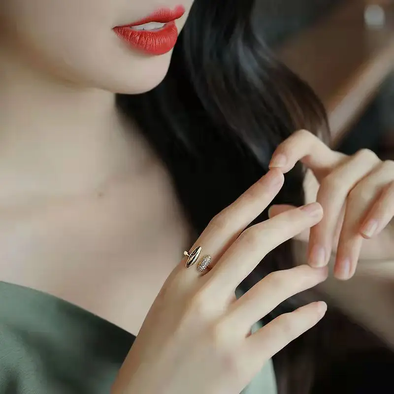 

INS Fashion Personality Geometry Open Women's Ring Y2K New Copper Zircon Light Luxury Temperament Versatile Simple Women's Jewel