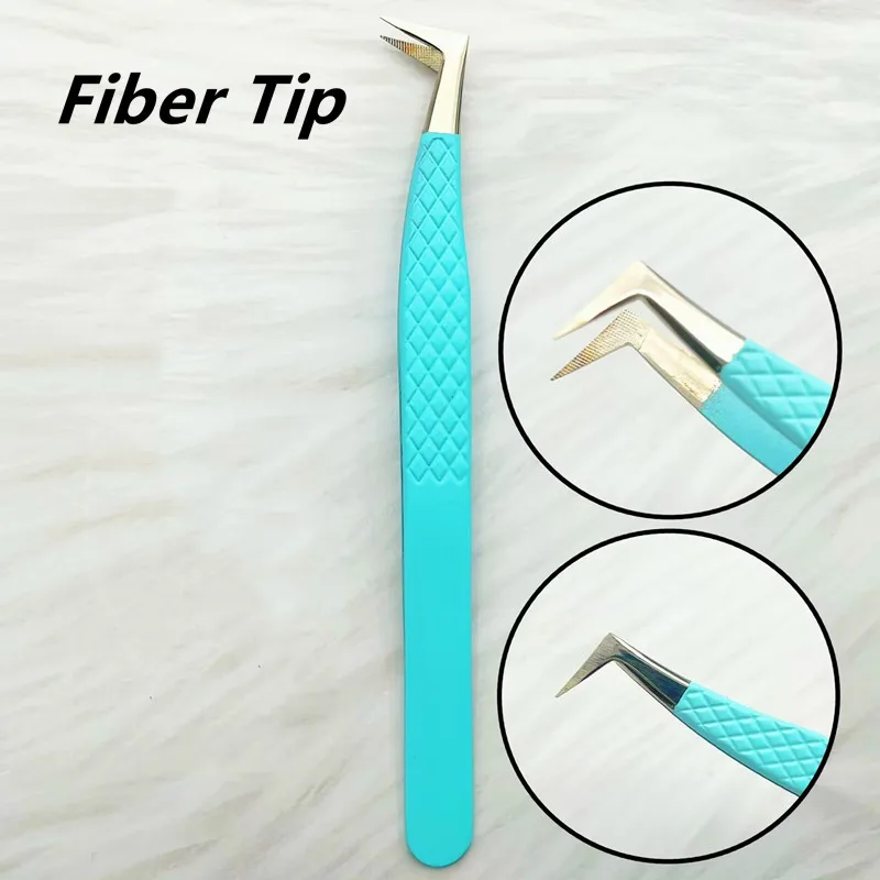 Fiber Tip Lashes Tweezers with Fiber Tip Tweezers Eyelash Extensions Stainless Steel Lash Tweezers for Eyelash Extension Tweezer 6