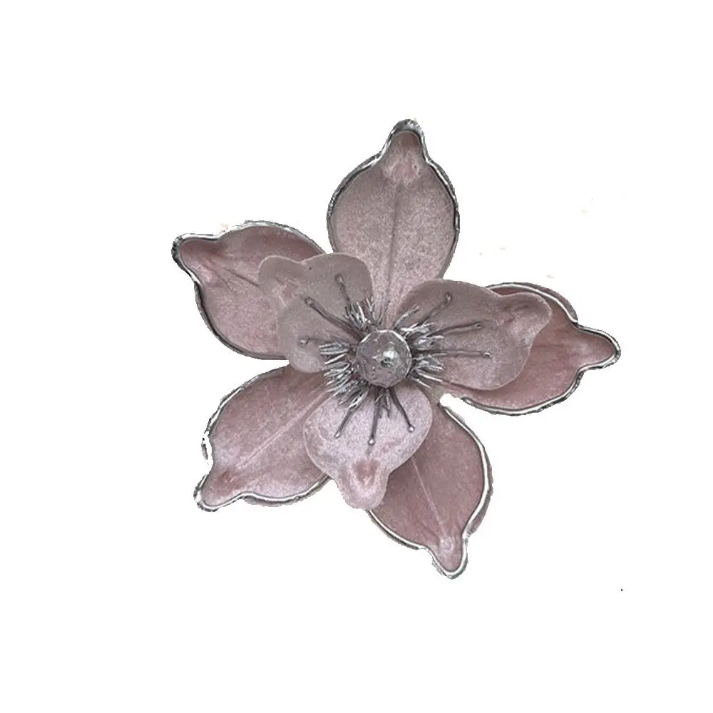 Flannel Fabric Christmas Artificial Flowers Glitter Plastic Xmas Decorative Flowers 18cm DIY Glitter Poinsettia New Year