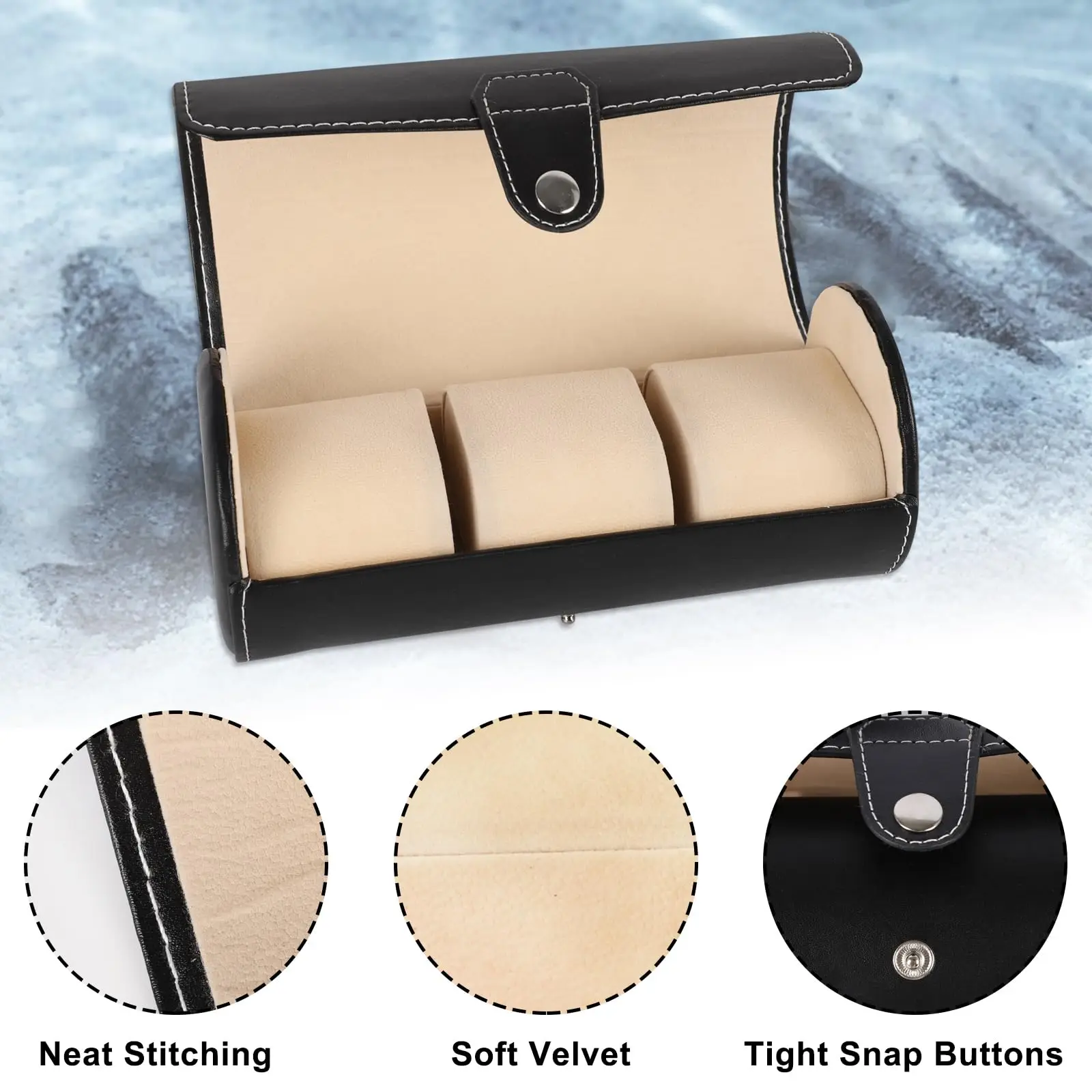 Estuche de viaje de cuero para 3 relojes, organizador de almacenamiento de  viaje para relojes, caja de reloj negra con 3 almohadas de extracción para  hombres - AliExpress