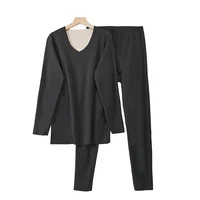 الرجال الصوف الشتاء طويلة الأكمام الحرارية الدافئة سترة سميكة ملابس اخلية حرارية لينة صوف مبطن طويل جونز مجموعة الملابس الحرارية 5