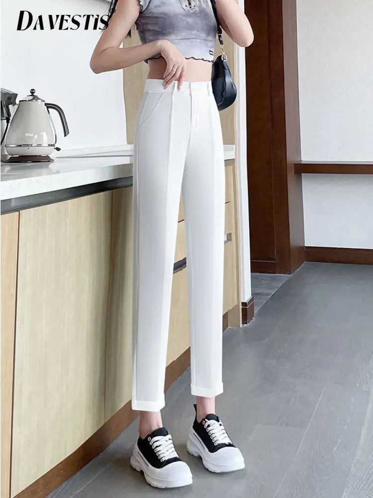 

Casual Loose Harem Pants for Women 2023 Spring New One Button High Waist Suit Trousers Elegant Fashion Office Comfort Pants