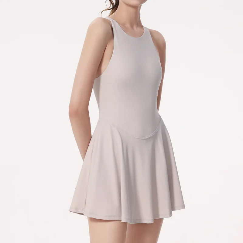 Women High Neck Stretchy Compression Quick Dry Lightweight Tennis Dress Shop New Solid Color Sexy Outdoor Sports Tennis Skirt