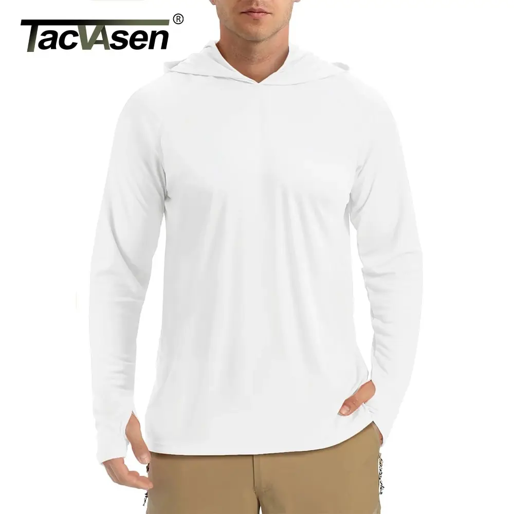Sport T Shirt TACVASEN Summer UPF50+ Performance Hiking Mens Long Sleeve Sun Protection Running Quick Dry Hoodie Pullover Tops