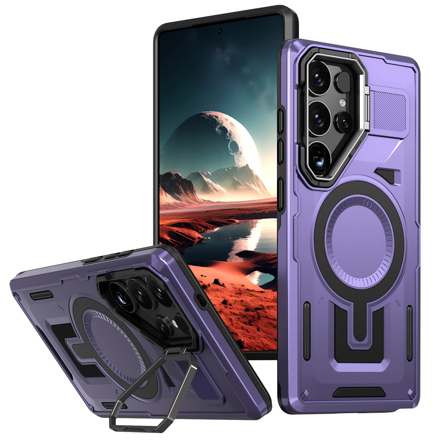 Shockproof Armor Case with Metal Camera Holder and Rugged PC Cover