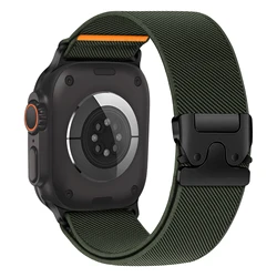 Premium Nylon Elastic Watch Straps - Set of 2 - S10 42 - 38 40 41 mm (Army green)