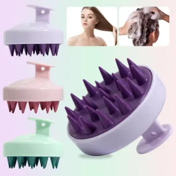 Massaggiatore per Cuoio Capelluto, Spazzola per Shampoo con Setole Morbide in Silicone, per Capelli Bagnati e Asciutti