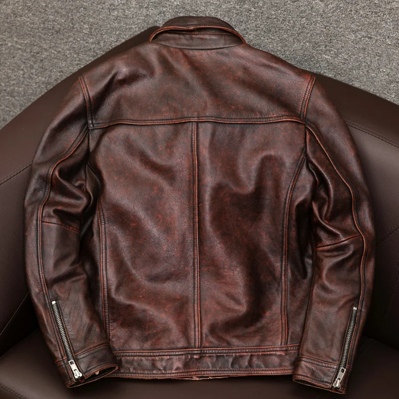

Мужские тонкие винтажные Мотоциклетные Куртки из натуральной кожи 6XL