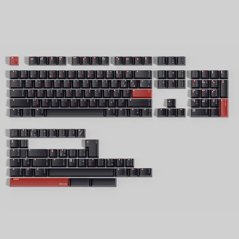 Clone ws x Jaekeyed Aka Haiiro Keycaps Pbt Dye Sublimation Key Caps Perfil de Cereja Preto Vermelho Japonês Keycap para mx Switch Conjunto