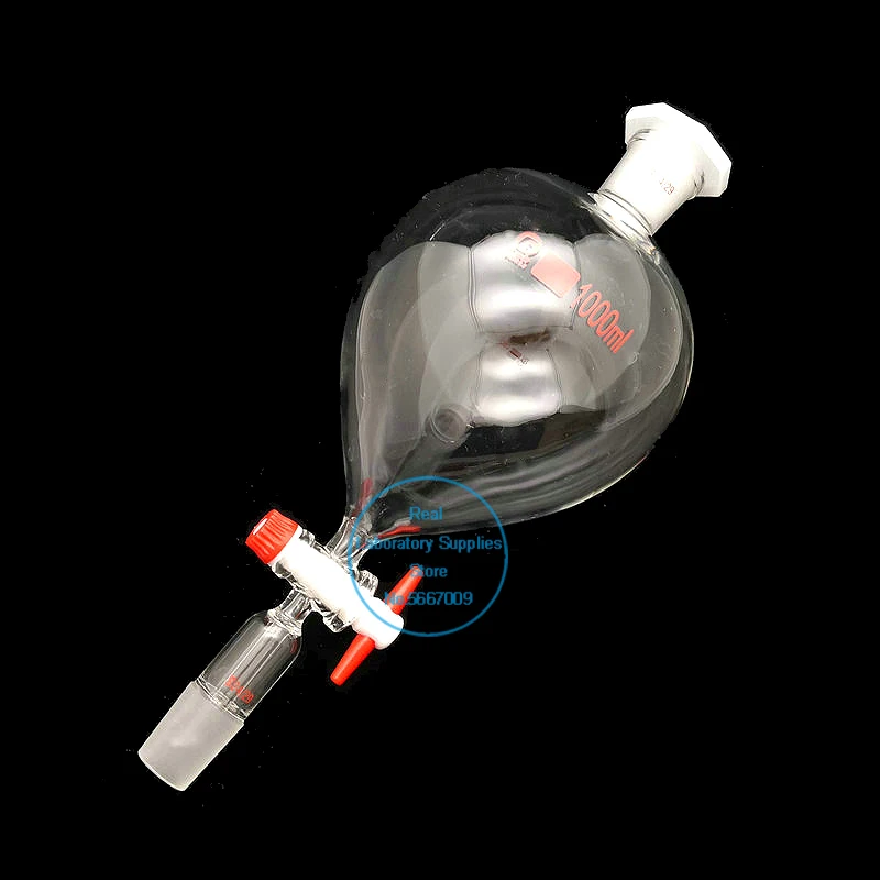 1PCS 25ml To 1000ml 19# 24# Ball-shaped Clear Lab Ground-in Mouth Glass Separating Funnel with PTFE Piston