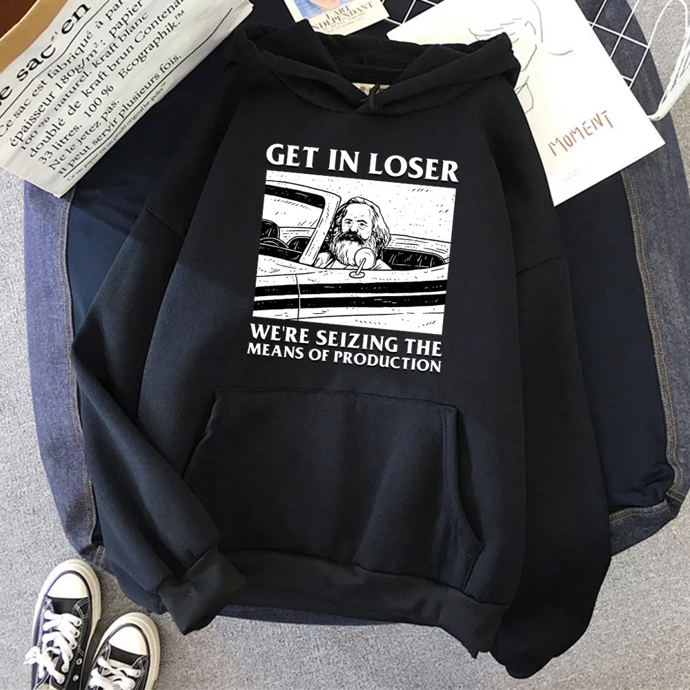 

Get in Loser Funny Print Hoodie Men Women Fashion Oversized Sweatshirt Oversized Fleece Long Sleeve Hoodies Pullover Streetwear