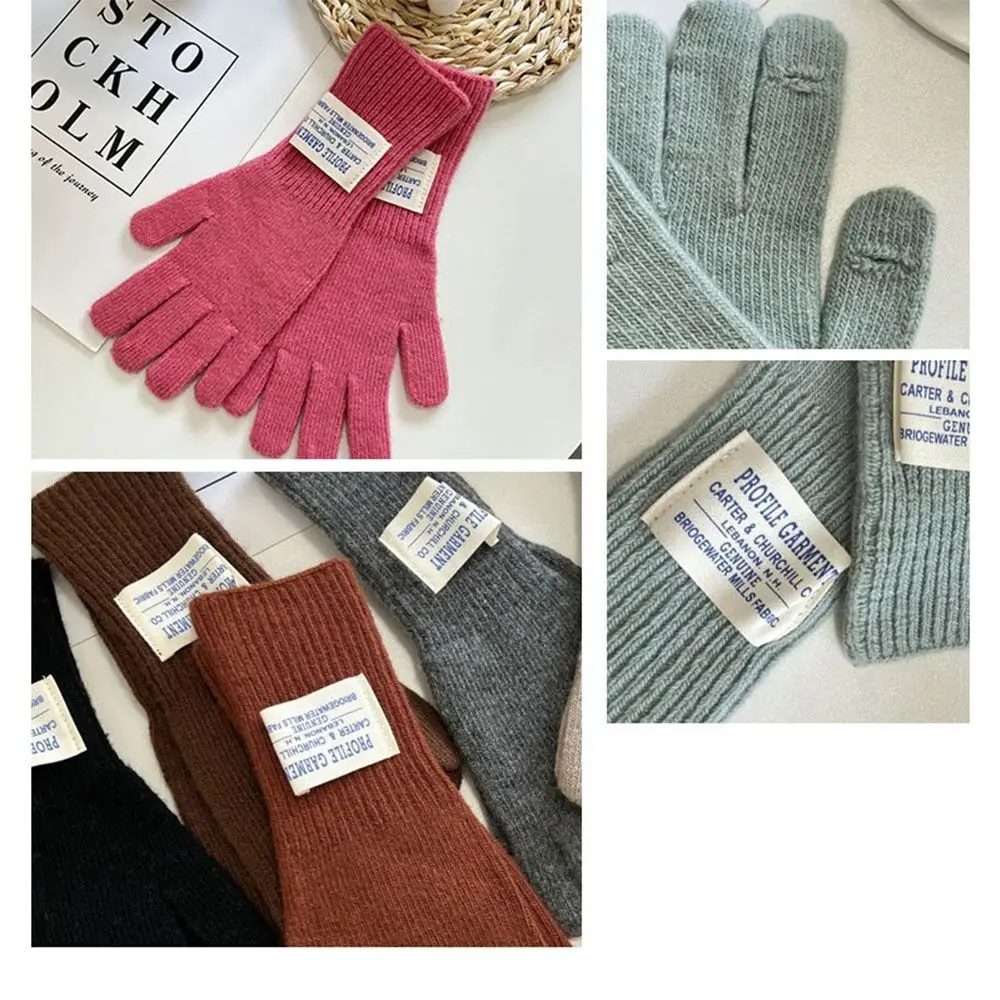 Keep Warm Knitted Gloves Fashion Cold Proof Windproof Touch Screen Gloves Pure Color Long Wrist Full Finger Gloves Winter