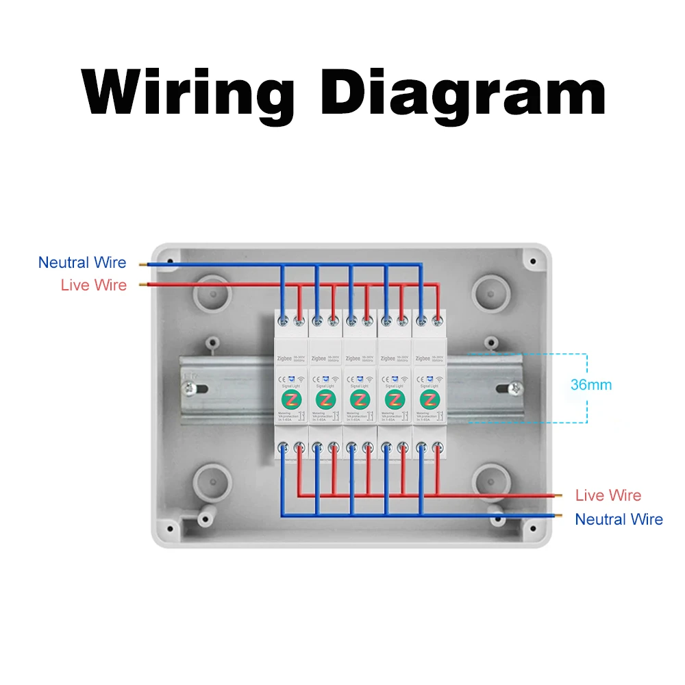 Tuya WiFi/Zigbee 1A-63A Adjustable Circuit Breaker Smart Din Rail Switch Smart Breaker With Metering For Alexa Google Home