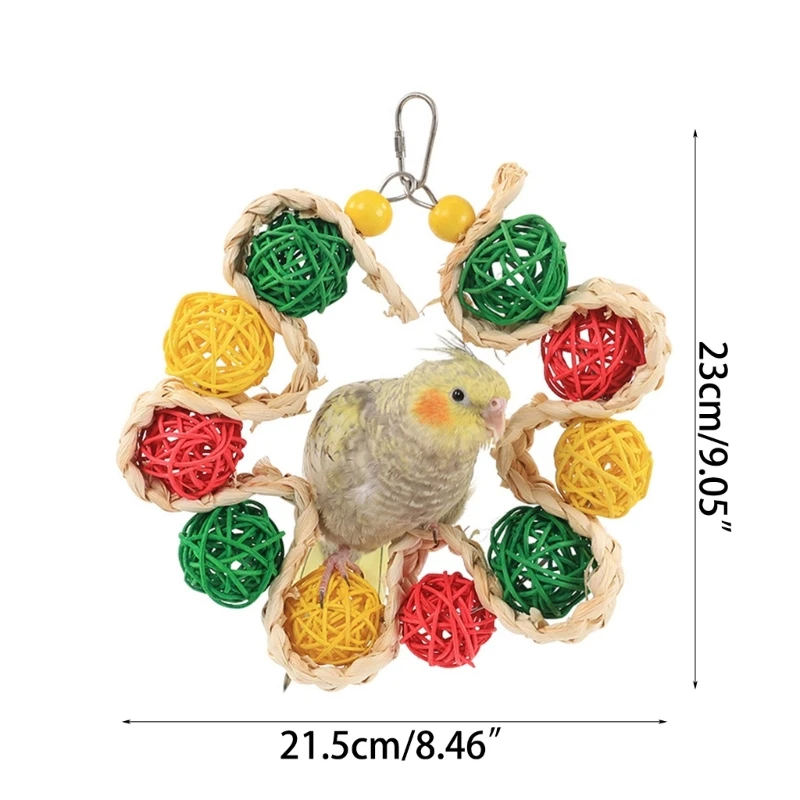

Bird Toy Tearing Chewing Toy for Teeth Straw Rattan Cage Colorful Cluster Toy