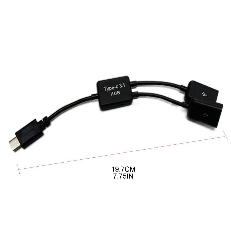 Type C to 2 USB Port Splitter Multi Hub Converter Multiple Hub Dual Double USB Port Cables Drag Two Ports Connector