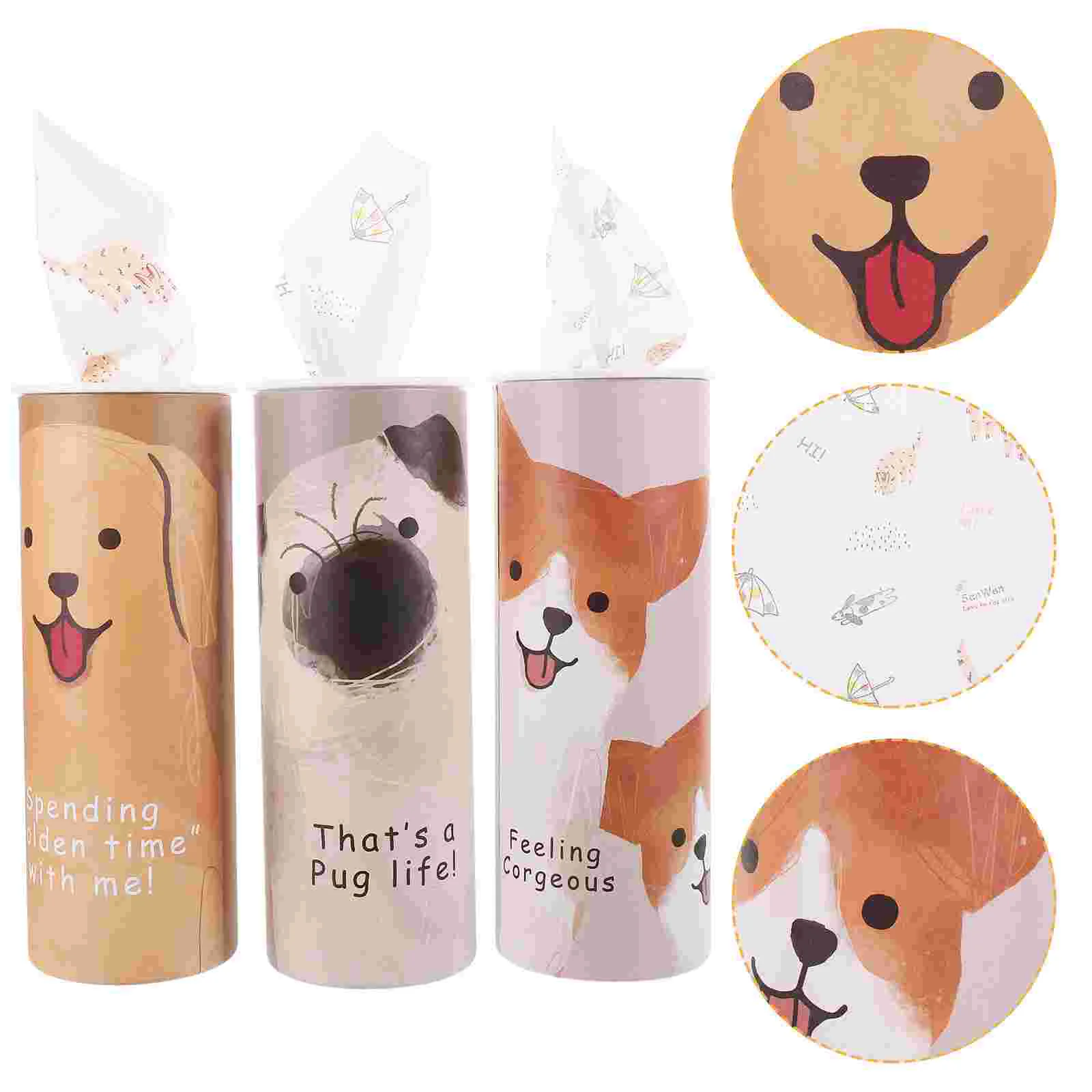 

Auto Cars Tissue Holder Facial Tissues 3Pcs Cute Auto Carstoon Dog Printed Travel Tissue Tubes Box