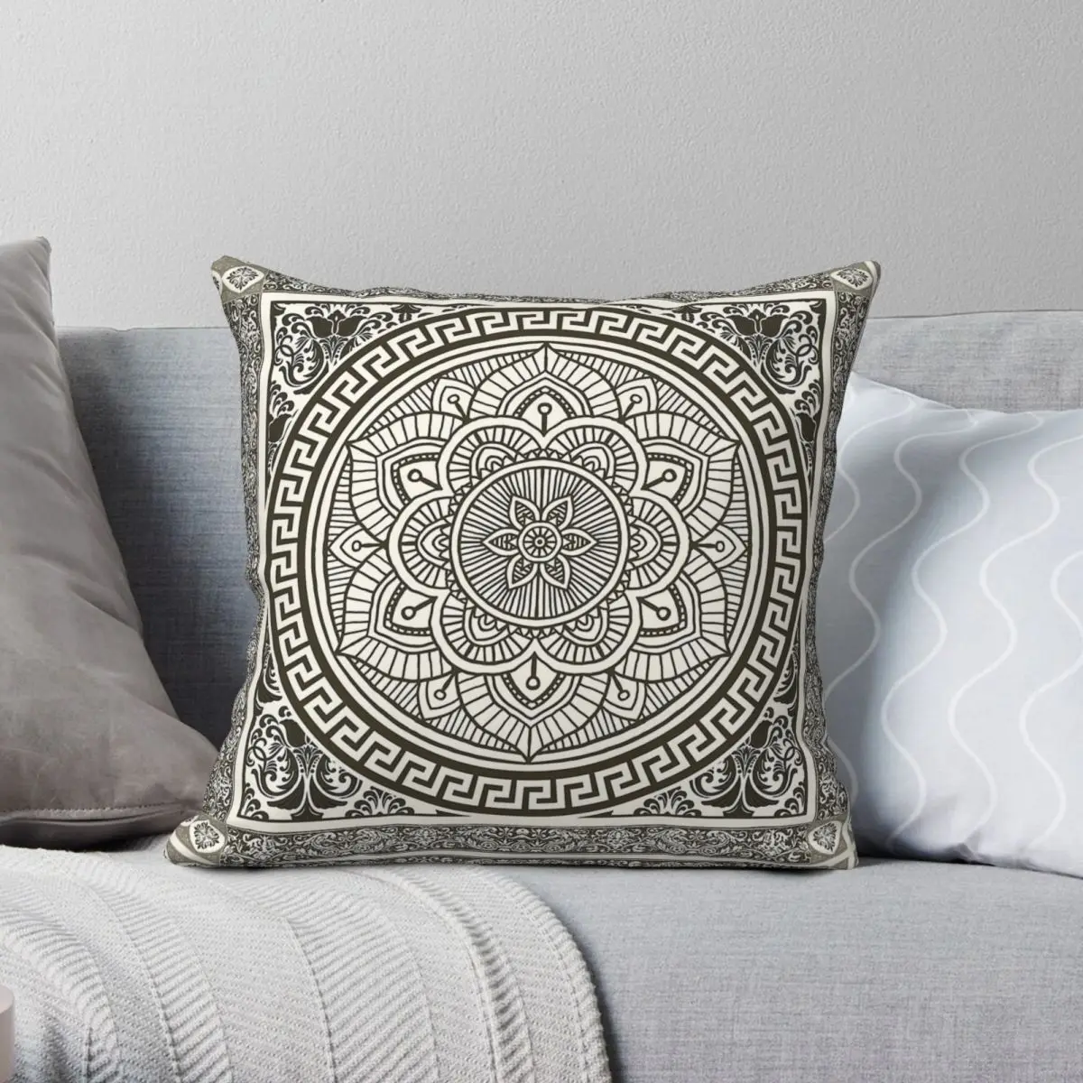 

White Flower Key Pillowcase Polyester Linen Velvet Pattern Zip Decor Throw Pillow Case Sofa Seater Cushion Cover