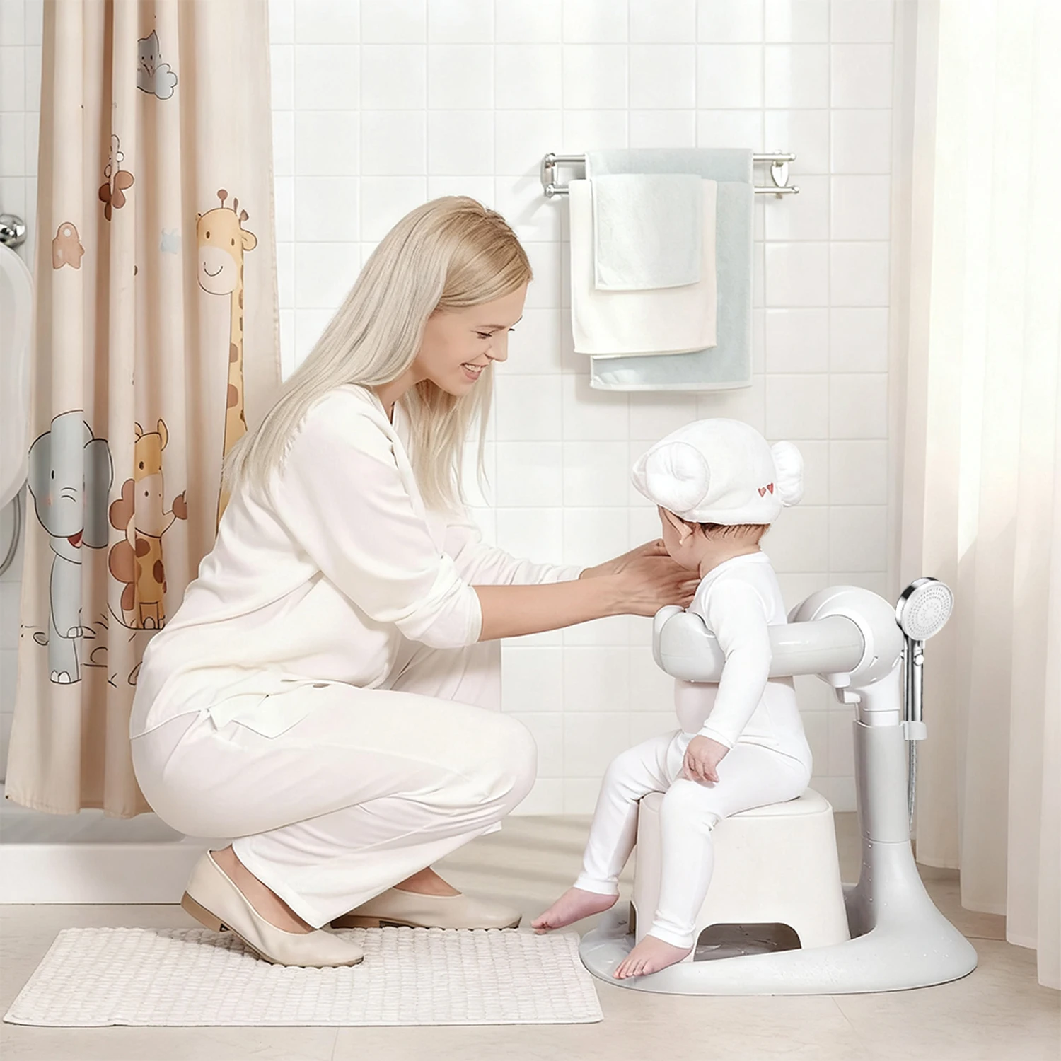 حامل حوض استحمام قابل للتعديل مع تصميم دعم مريح