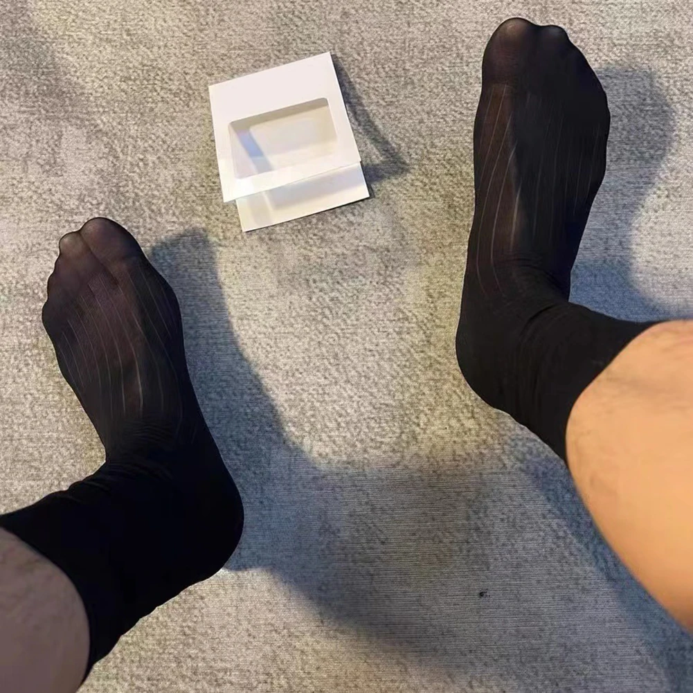 

Mens Summer Nylon Tube Striped Socks Thin Socks Daily Business Japanese Formal Breathable Dress Socks Slim Fit Mens Stockings