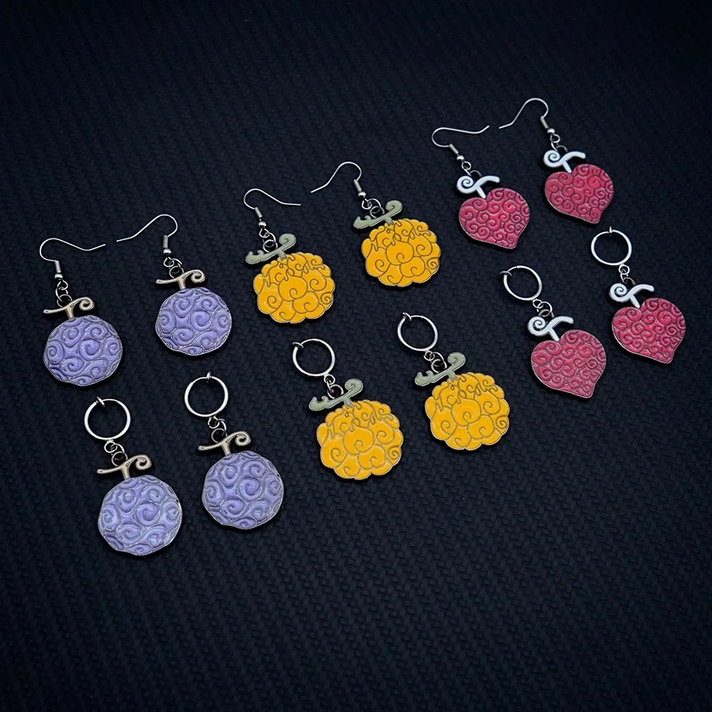 Anime Luffy Ace Law Devil Fruit Drop Earrings for Women Men
