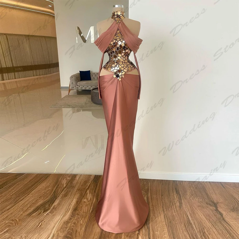 Sexy backless mořská panna soumrak šaty kouzelný dlouhé pryč rameno bez rukávů luxusní elegantní večírek formální ples gowns pro ženy