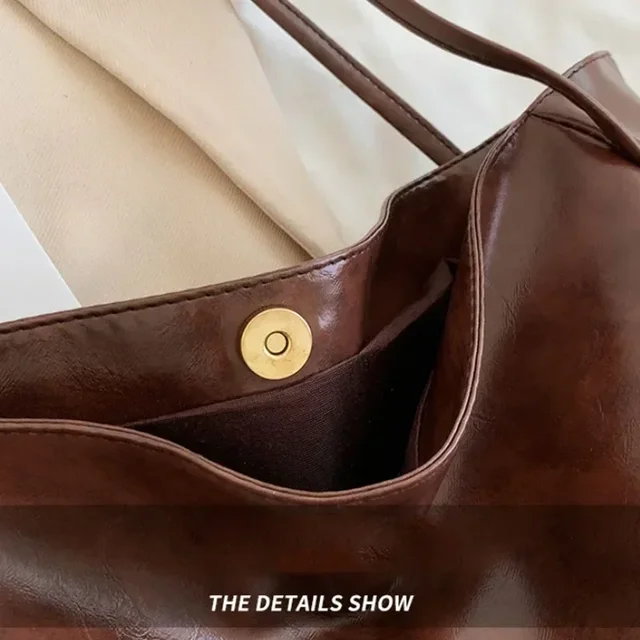 Bolso de mano de moda para mujer, bolsa de hombro de cuero Pu suave de gran capacidad, bolso cruzado Retro, bolsos portátiles informales - Imagen 5