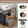 Desk with Drawer, 55" Long Computer Desk with Storage Rack and Mobile Document Cabinet, Home Office Furniture Set Executive Desk 5